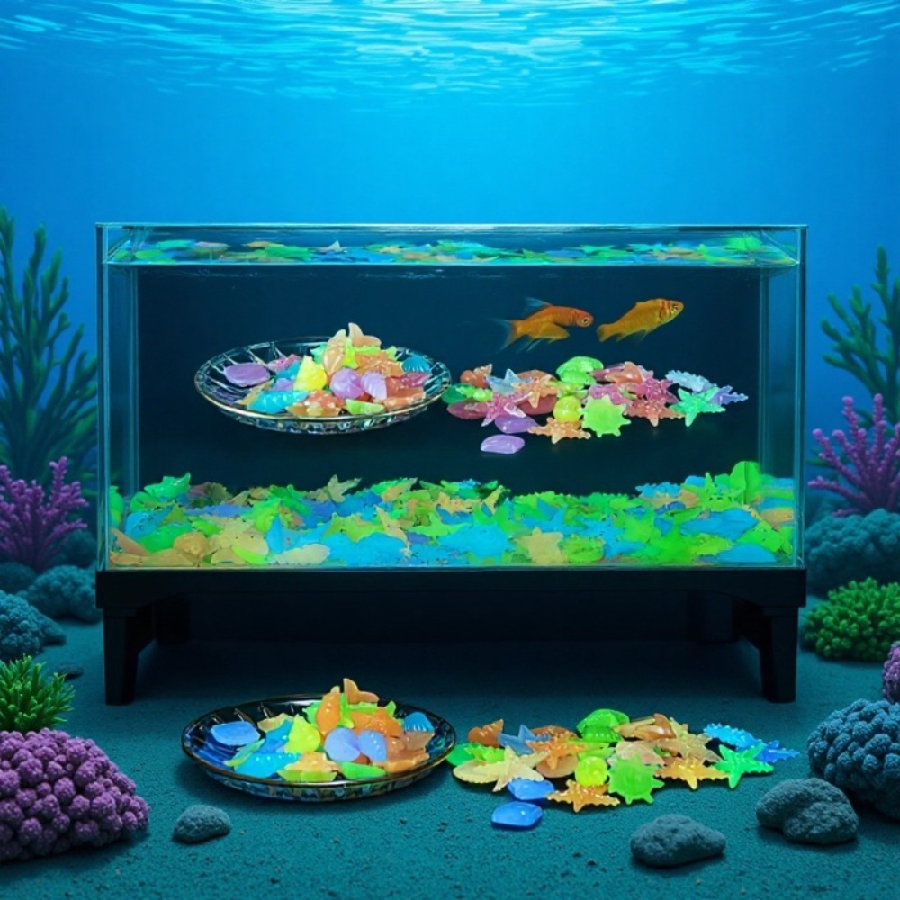 Aquarium Fish Only - 빛나는 해양석, 형광 조개껍데기, 화려한 불가사리