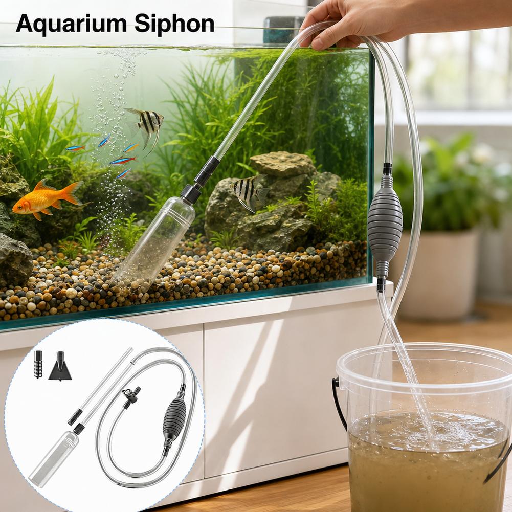 Aquarium Fish Maintenance - 수동식 어항 사이펀 물갈이 키트, 자갈