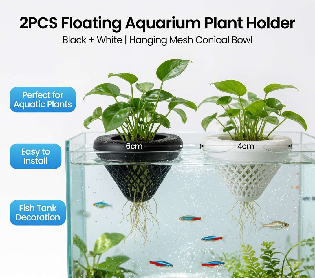 2PCS 플로팅 수족관 식물 홀더, 물고기 탱크용 걸이 - Aquarium Fish Only 리뷰 및 가격