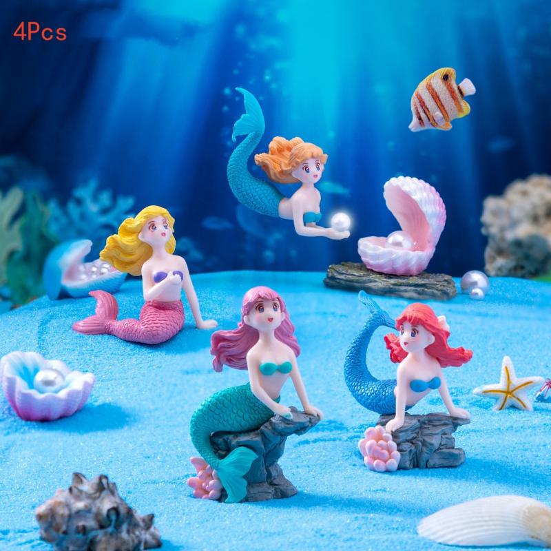 4Pcs 플라스틱 물고기 탱크 작은 인어 장식품 미니어 - Aquarium Fish Only 리뷰 및 가격