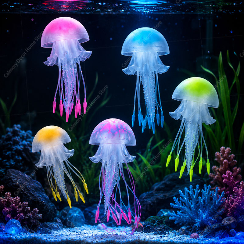 창의적인 시뮬레이션된 떠다니는 형광 발광 효과 해파리  - Aquarium Fish Types 리뷰 및 가격
